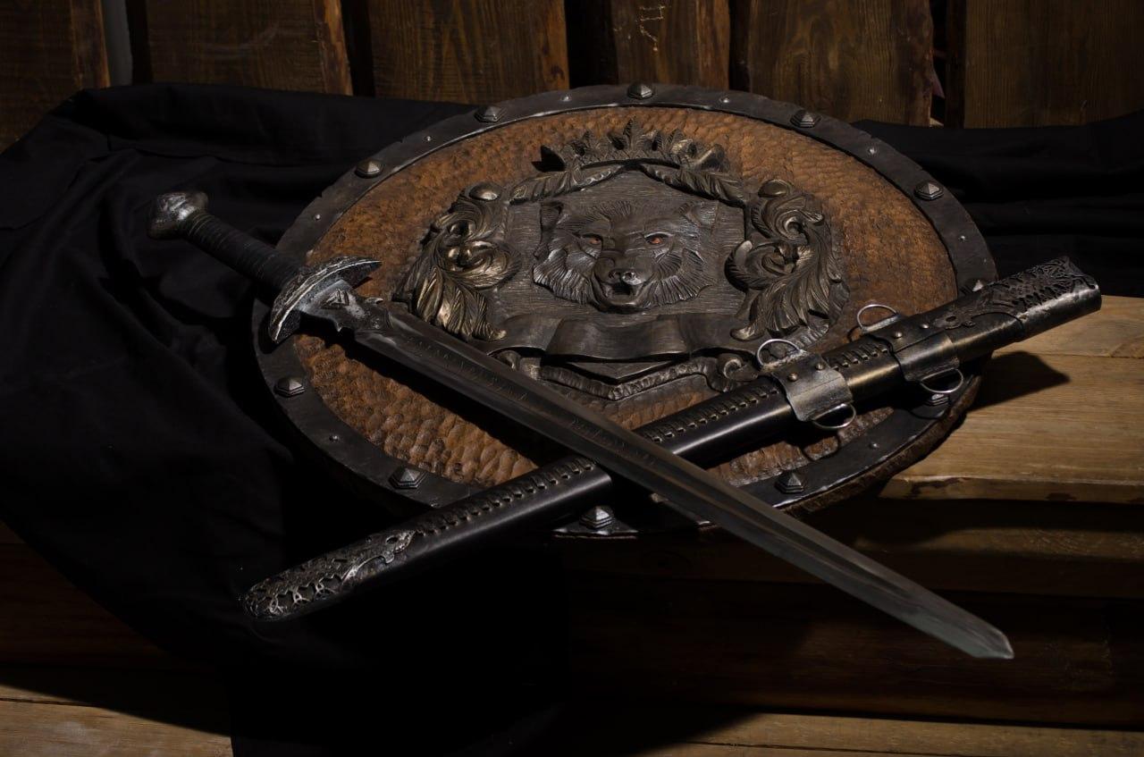 Набір ручної роботи Меч Вікінгів + Щит Вовк, ексклюзивний комплект на подарунок, фото 1