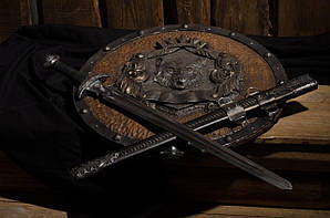 Набір ручної роботи Меч Вікінгів + Щит Вовк, ексклюзивний комплект на подарунок