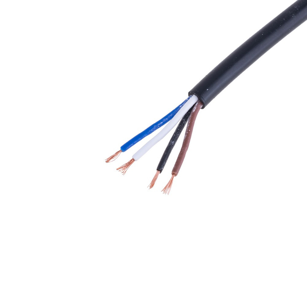 Дріт круглий 4x багатожильний у чорній оболонці 27AWG (PVC, 12/0.11/AS) коричневий + синій + білий + коричневий, 1 м