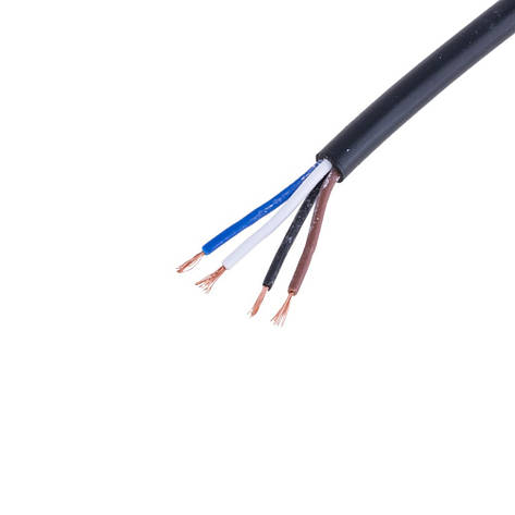 Дріт круглий 4x багатожильний у чорній оболонці 27AWG (PVC, 12/0.11/AS) коричневий + синій + білий + коричневий, 1 м, фото 1