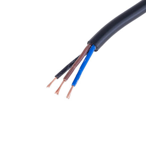 Дріт круглий 3 x багатожильний у чорній оболонці 25AWG (PVC, 12/0.14/AS) коричневий + синій + чорний, 1 м, фото 1