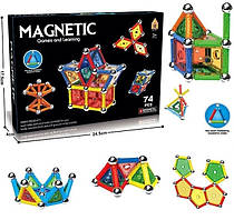 Магнітний конструктор AQ 2203 M3 "Фігури, 7 типів елементів" 74 деталі
