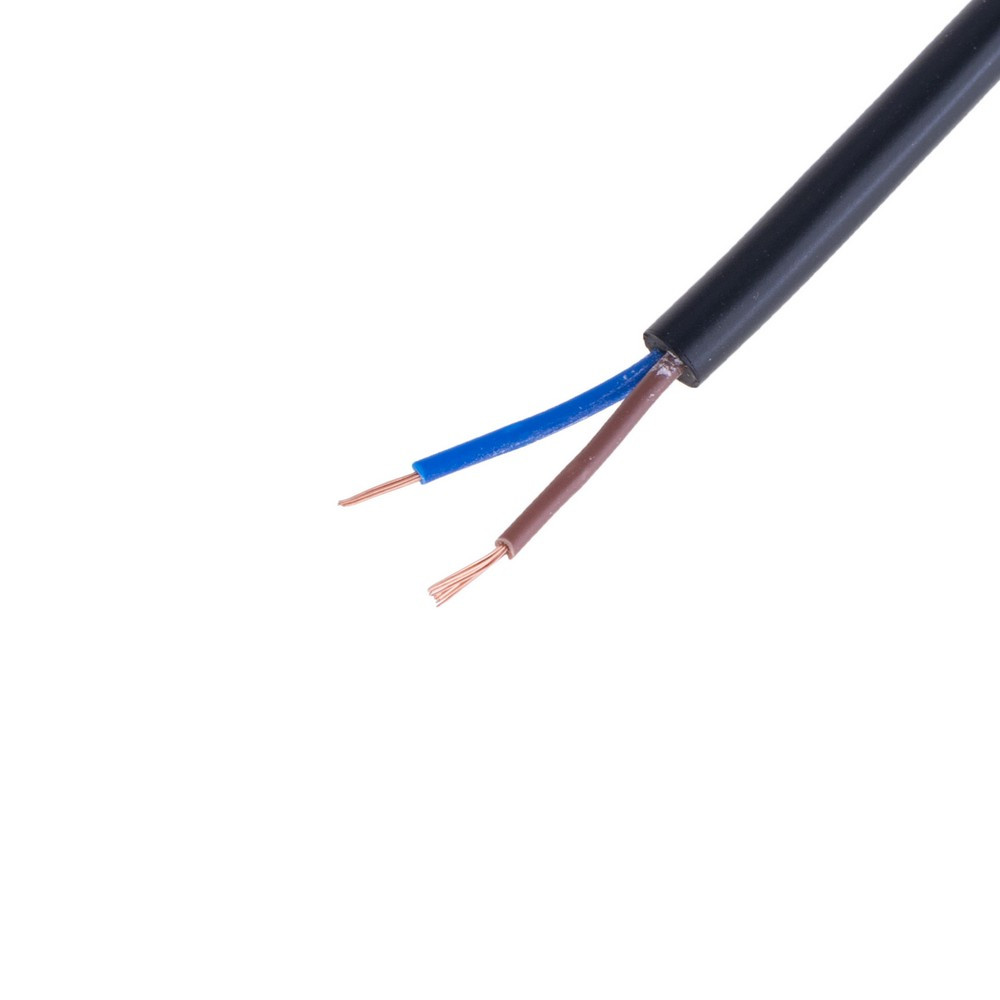Дріт круглий 2 x багатожильний у чорній оболонці 25AWG (PVC, 12/0.14/AS) коричневий + синій, 1 м