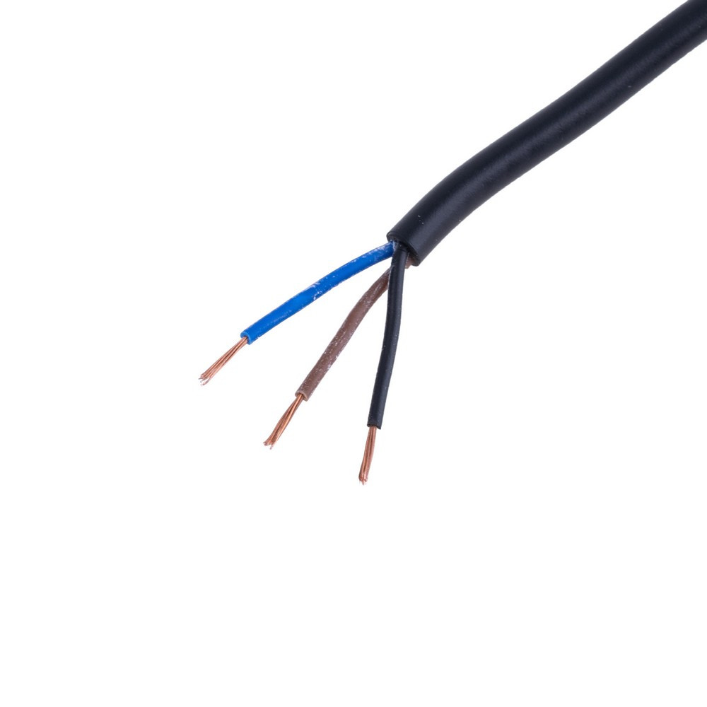 Дріт круглий 3 x багатожильний у чорній оболонці 26AWG (PVC, 9/0.14/AS) коричневий + синій + коричневий, 1 м