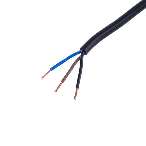 Дріт круглий 3 x багатожильний у чорній оболонці 26AWG (PVC, 9/0.14/AS) коричневий + синій + коричневий, 1 м, фото 1
