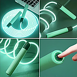 Скакалка сяюча світлодіодна 2.8 м для дітей і дорослих з LED-підсвіткою для занять спортом, зелена, фото 3