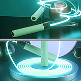 Скакалка сяюча світлодіодна 2.8 м для дітей і дорослих з LED-підсвіткою для занять спортом, зелена, фото 4