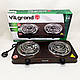 Настільна потужна електрична плита на 2 конфорки ViLgrand VHP132 2000 Вт, Портативна плита електро SI-62 - фото 2 - id-p2700020371