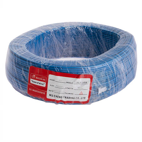 Дріт багатожильний 0.75mm2 (19AWG/24xD0.20 мм, мідь, PVC), синій, 1 м, фото 1