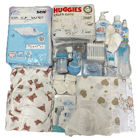 Готовий набір в пологовий будинок для новонародженого малюка + прозора сумка в подарунок EkoMama Ведмедики