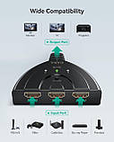 HDMI перемикач GANA 3 порти, 4K, Full HD, 3D, позолочений, з кабелем, фото 6