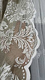 Красива сучасна бежева тюль жакард з коронами в зал спальню кухню вітальню, фото 2