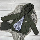 Демісезонна куртка для хлопчика 1-14 років на весну осінь Дитяча Осіння курточка для дітей і підлітків Хакі 74-80, фото 3