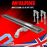 Лінійний трап 600 мм Omega Slim у комплекті з ніжками та ізоляційною мембраною MPCD600-O-B-NT-KPL McAlpine, фото 4