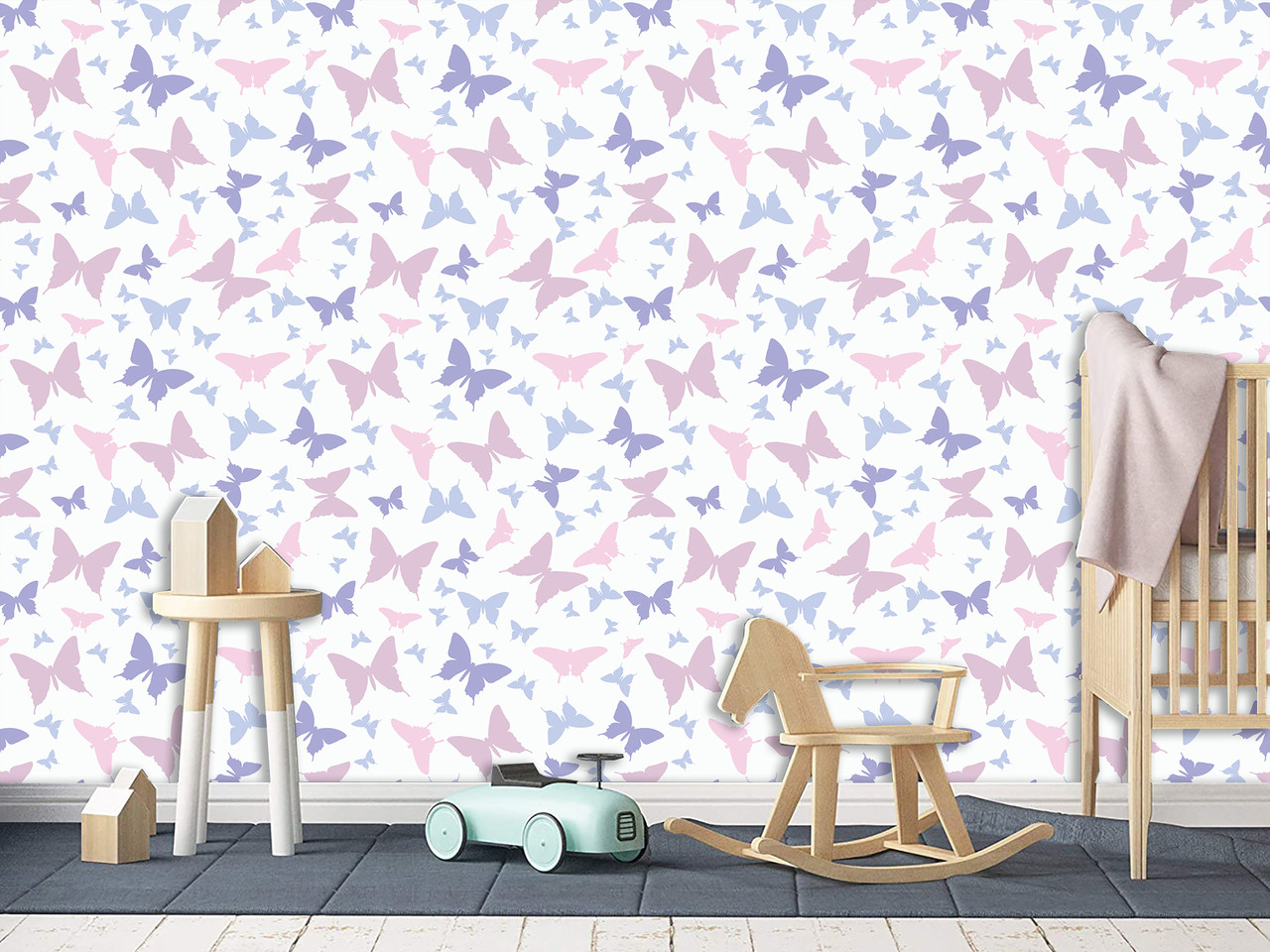 Самоклеючі плівка Oracal арт принт в дитячу, кімнату немовля "Різнокольорові силуети метеликів", фото 1