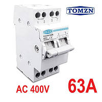 Модульний трипозиційний двополюсний перемикач навантаження Tomzn TO219G 2P 63A I-0-II 230/400В (перекидний автомат введення резерв
