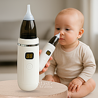 Аспіратор для носа та вух 2в1 дитячий електронний з 3 силіконовими насадками та дисплеєм Білий, VA-162