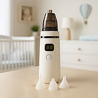 Аспіратор для носа та вух 2в1 електронний з 3 силіконовими насадками, акумуляторний назально-вушний соплевідсмоктувач, NH162