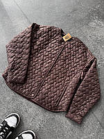 Жіноча стьобана куртка на кожен день з цікавим швом у формі сердечок Арт.#281 Шоколадний