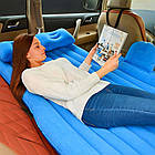 Матрац в машину на заднє сидіння з насосом 135x80см, Синій / Ліжко матрац в авто / Матрац для машини, фото 2