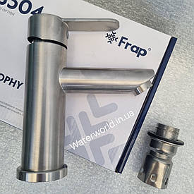 Змішувач для умивальника з неіржавкої сталі SUS304TM.Frap F10801 колір сатин