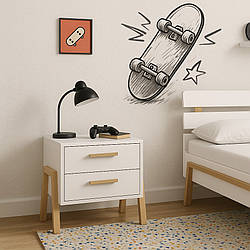 Біла тумба приліжкова з двома шухлядами на ніжках у дитячу кімнату в скандинавському стилі Belle VMV Holding