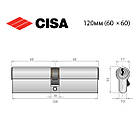 Циліндр CISA ASIX P8 120 (60*60) нікель матовий 3 ключі, фото 9