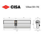 Циліндр CISA ASIX P8 120 (50*70) нікель матовий 3 ключі, фото 9
