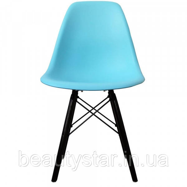 Стілець для відвідувачів Тауер Вуд пластиковий блакитний ніжки дерев'яні для зони очікування або офісу, фото 1