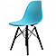 Стілець для відвідувачів Тауер Вуд пластиковий блакитний ніжки дерев'яні для зони очікування або офісу, фото 2