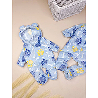 Дитячий махровий комбінезон з закритими ніжками та капюшоном 68см (3-6міс),   1 шт (лапки)