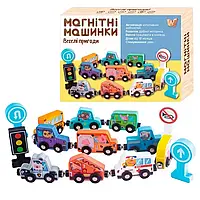 Дерев'яні машинки на магнітах 49325 WToys поїзд