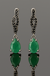 Смарагд і шпінель срібні сережки, 0373СІ