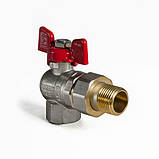 Вентиль кутовий запірний кульовий 1/2" НВ "метелик" латунний для змішувача Чехія, фото 3