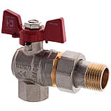 Вентиль кутовий запірний кульовий 1/2" НВ "метелик" латунний для змішувача Чехія, фото 2