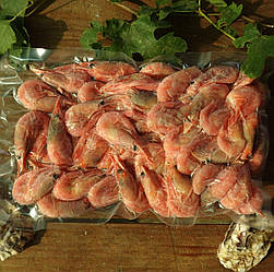 Креветки норвежські варені, 50/70 шт/кг. 7-9см. Без глазурі.