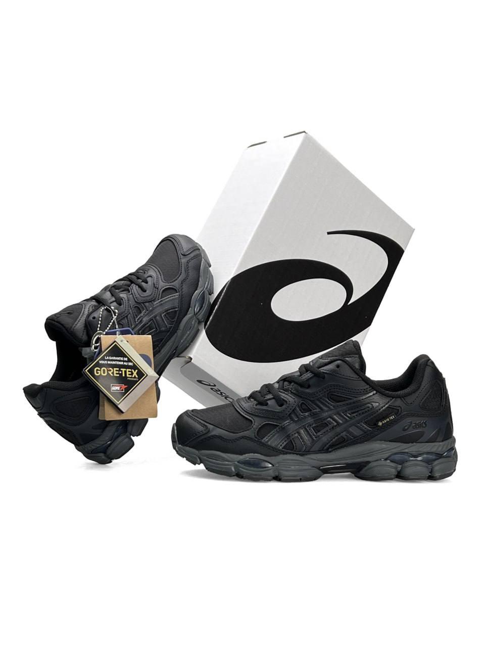 Чоловічі кросівки Asics Gel Nyc GTX Black Grey Чорні з сірим Взуття Асікс Гель Нук Гор-Текс шкіра термо еврозима, фото 1