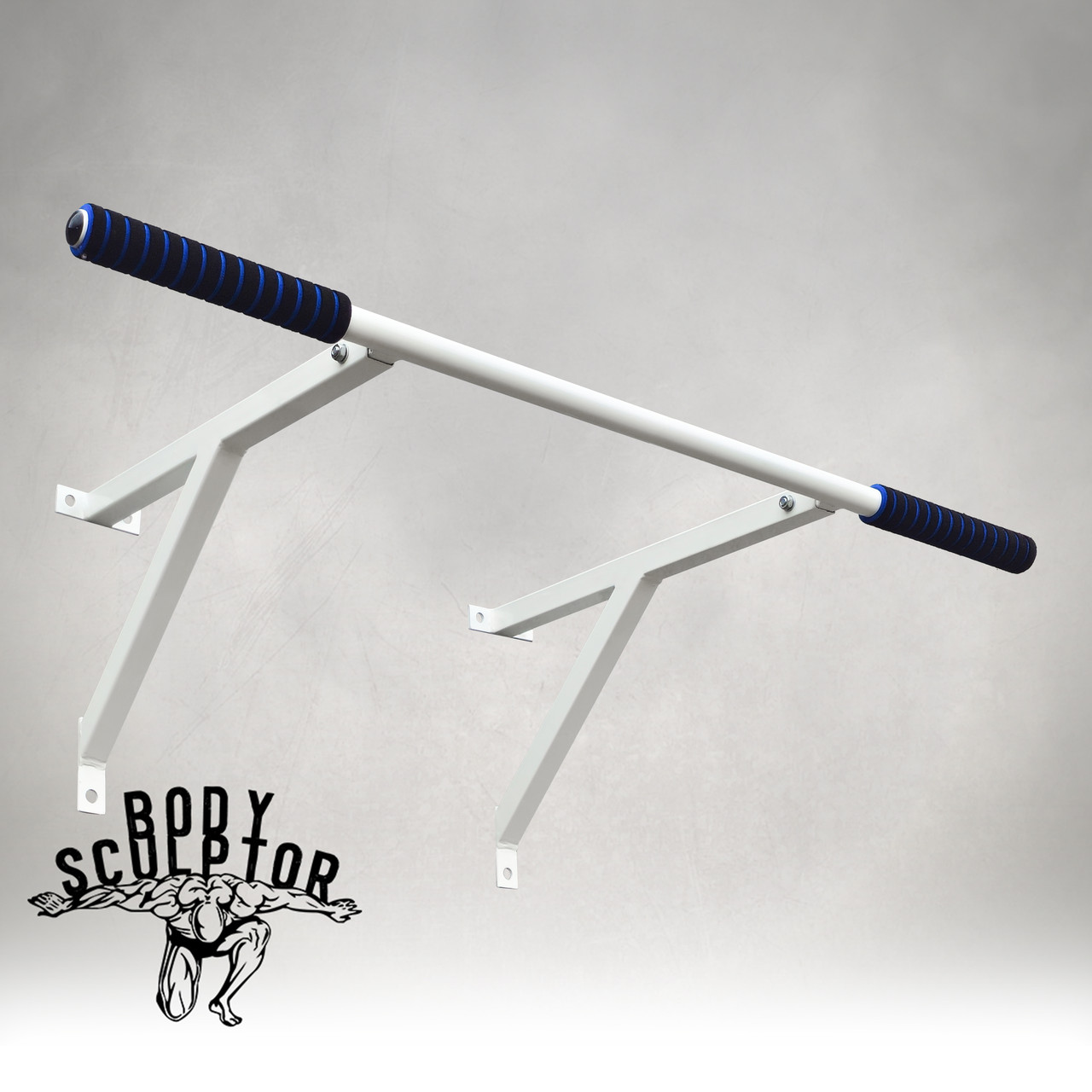 Турнік настінний/надверний білий рівний (50 см) Розбірний №1 з м'якими ручками, фото 1