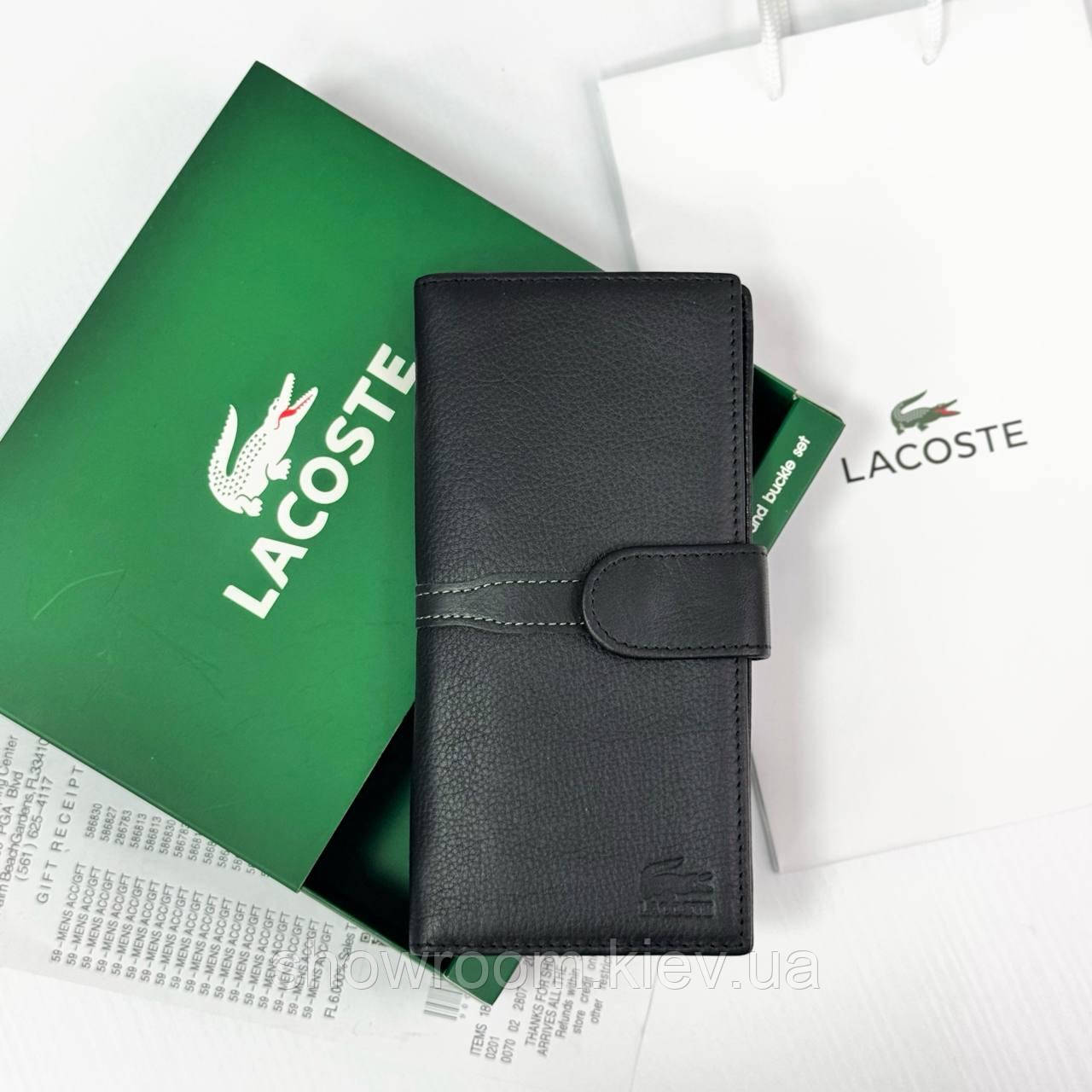 Чоловічий шкіряний брендовий гаманець на кнопці (1720), фото 1