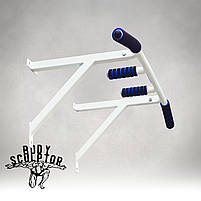 Турнік настінний/надверний білий гнутий (50 см)  Розбірний №2 з м'якими ручками, фото 2