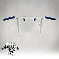 Турнік настінний/надверний білий гнутий (50 см)  Розбірний №2 з м'якими ручками, фото 3