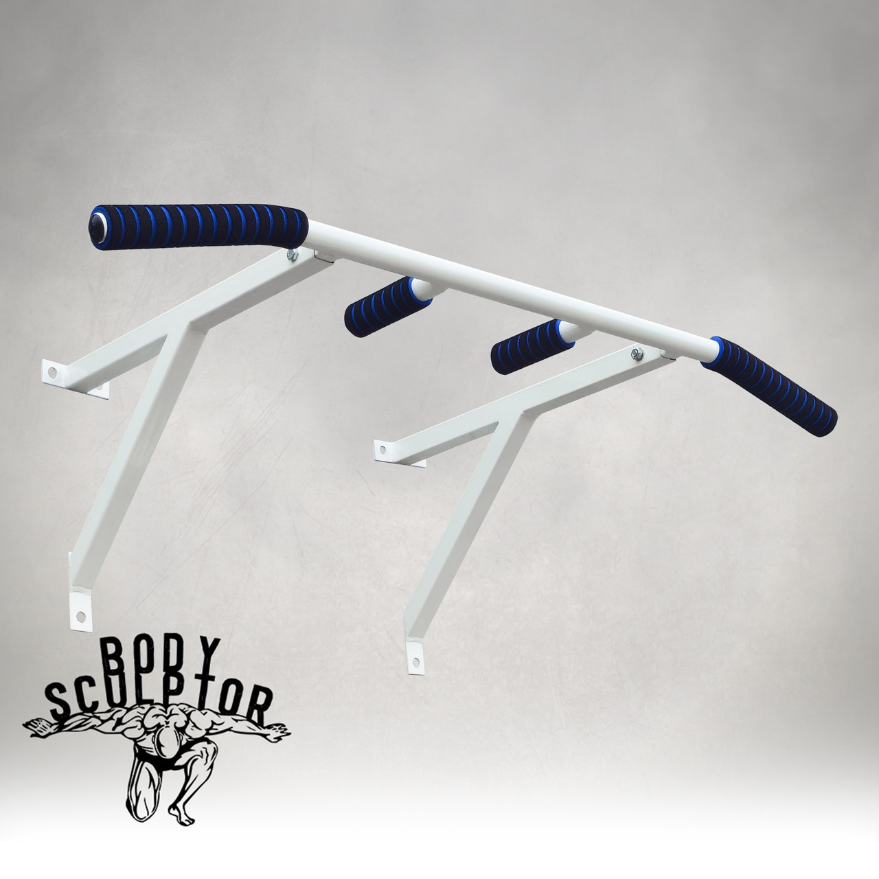 Турнік настінний/надверний білий гнутий (50 см)  Розбірний №2 з м'якими ручками, фото 1