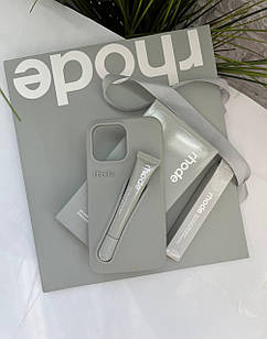 Комплект чохол rhode з коробкою на iPhone 14 pro max в сіром кольорі RHODE LIP CASE GREY COLOR без блеска
