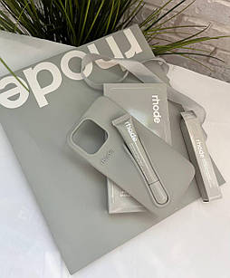 Комплект чохол rhode з коробкою и блиском на iPhone 14 pro max в сіром кольорі RHODE LIP CASE GREY COLOR
