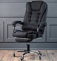 Офісне крісло до 130 кг з підставкою для ніг BOSS KO22 VIP Чорне з тканини