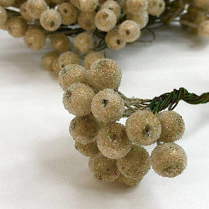 Калина в цукрі Ø12 мм, для декору букет 40 ягід - бежевий