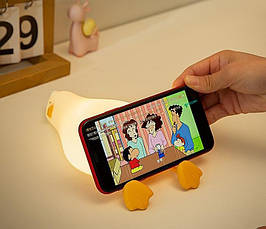 Силіконовий дитячий нічник-лампа ліниве каченя ZH-120 з RGB-підсвіткою, білий, фото 4