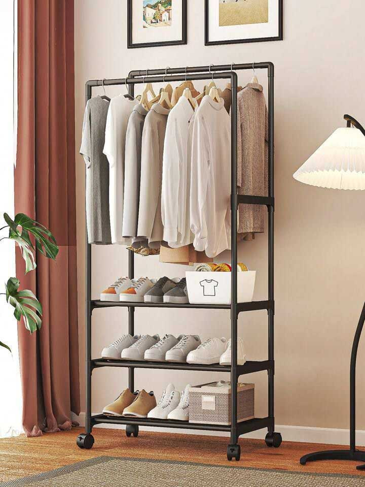 Підлогова подвійна вішалка для одягу та взуття YH9918-3 150х56 см, фото 1