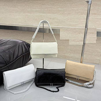 Сумка жіноча 28*16 см прямокутна з клапаном зі штучної шкіри у різних кольорах Fuerya