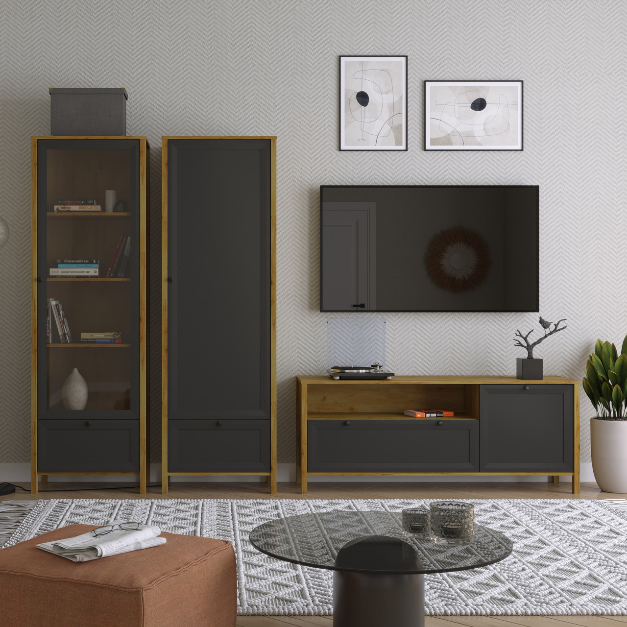 Модульна вітальня стінка під телевізор на ніжках у сучасному стилі у вітальню зал Брент ВМВ Холдинг 274 см